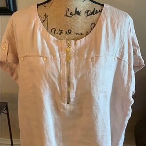 ELLEN TRACY 💯 LINEN Top, Light Blush Color Sz XL